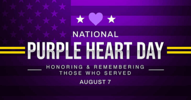 Banner of Purple Heart Day, honoring saviors