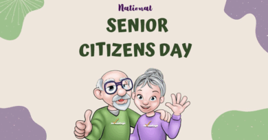 Image of elderly cartoon figures wishing National Senior Citizen Day