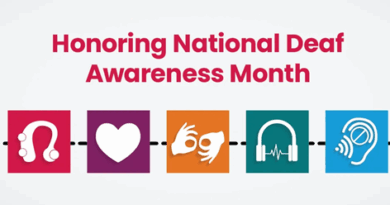Banner for Deaf Awareness Month showcasing sign language